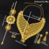 Middle East Dubai Hollow Floral Necklace Ring Bracelet Earrings Jewelry Set Wedding African Indian Ethiopian Bride Luxury Party Gathering Gift - Image 4