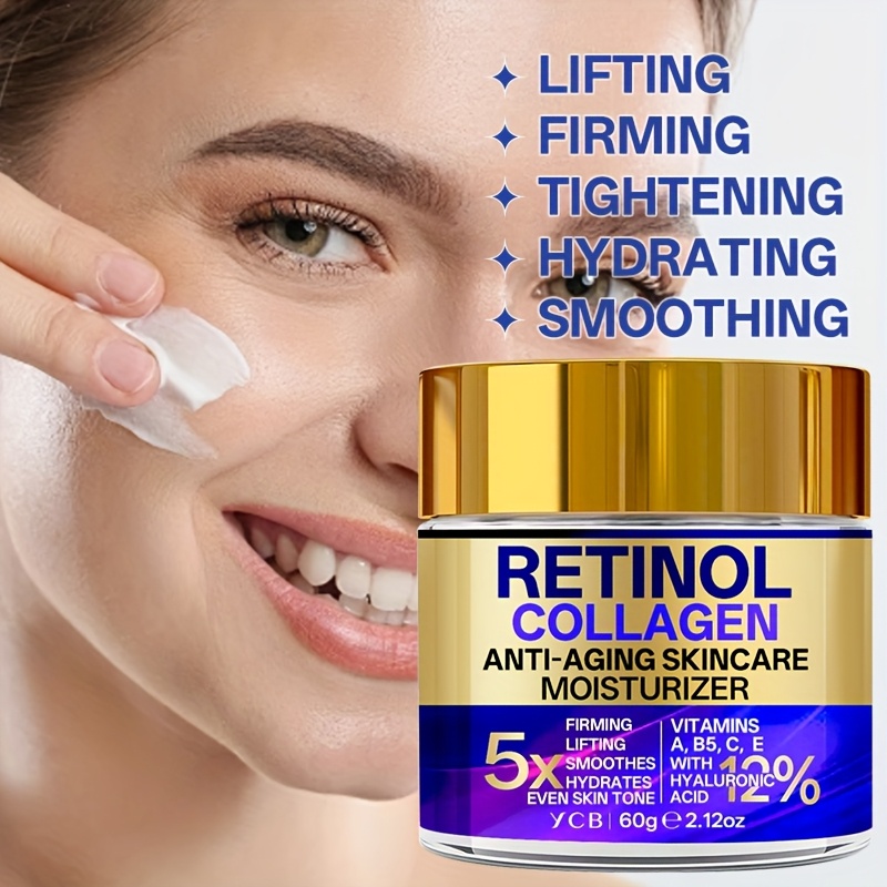 YCB Retinol Collagen Moisturizing Cream 60g/2.12oz - Face Cream with Hyaluronic Acid, Vitamin E, Shea Butter & Caffeine - Firms, Lifts Sagging Light Beige, Improves Elasticity, Even Light Beige, All Light Beige Types, Elegant Packaging, Advanced Skincare - Image 6