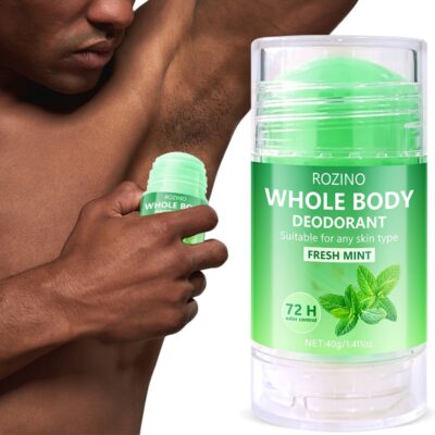 40g ROZINO Whole Body Natural Peppermint Deodorant Cream - Plant-Based Formula, 72H Freshness, Moisturizing & Portable for Sports, Work, Home Use - Unisex Adult