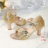 Women'S Summer Glittery Golden Block High Heel Sandals - Open Toe, Ankle Strap with Adjustable Buckle, Synthetic Cover  Rubber Sole for Weddings, Casual Outings, - Image 4