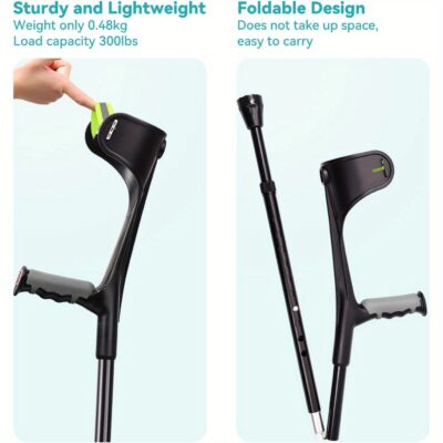 Folding crutch, reinforced forearm support, adult lightweight aluminum forearm crutch, walking folding cane, portable and adjustable, 4 sizes, optional anti-slip and anti-drop cover - YYG-G single/YYG-G double
