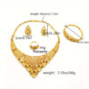 24K Gold Plated Jewelry Set, 5pcs Set, 1 Necklace, 1 Bracelet, 1 Ring, 2 Earrings, Middle East Dubai Ladies Wedding Jewelry Set, European and African Bride Wedding Jewelry Set, Necklace, Bracelet, Earrings, Ring, Four-piece Set, National Style, Luxury Sty - Image 6