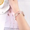 Pink Beaded Stretch Watch Strap for Apple Watch - 42mm/44mm/45mm Series 9/8/7 SE Series 6/5/4/3/2/1, Handmade Crystal Beads, Compatible with for iphone, Fashion Accessory|Elegant Watch Strap|Stretchable Band, for Apple Watch Accessories - Image 4