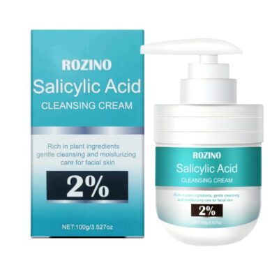 ROZINO Salicylic Acid Cleansing Cream 100g - Deep Cleansing & Moisturizing, Rich in Plant Extracts, Gentle on Skin, Promotes Radiant & Elastic Skin, Hydrates and Revitalizes, Hypoallergenic, Suitable for Men & Women, Cleansing Essentials | Refreshing Form