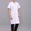 Unisex Solid White Knee Long Regular Fit Professional Lab Coat Shirt, With Short Sleeve, Button Down Placket And Dual Front Pockets, Suitable For Both Doctor And Nurse Work Wear - Image 2