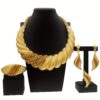 Dubai Golden Plated Jewelry Sets for Women Surround Big Necklace Plate 24K Gold Plated Original Suitable for Wedding Banquet Parties Luxurious Imitation Golden Jewelry 4pcs - Image 2
