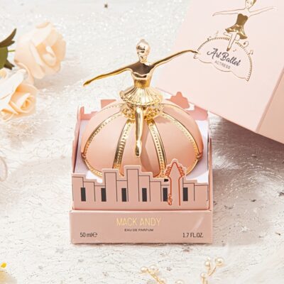 Elegant Ballet Dancer Eau De Parfum for Women, 1.7fl. oz - Long-Lasting Floral & Fruity Fragrance,, Pink with Golden Cap & Textured Base, Ideal Gift in Chic Gift Box
