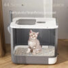 Modern White & Grey Automatic Cat Litter Box with Self-Cleaning System, Odor Control & Removable Lid - Sleek Rectangular Design for Modern Homes, Durable & Hygienic Pet Waste Management for Cats - Ideal Gift for Pet Owners, Small Cat Litter Box, Extra Lar - Image 14