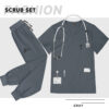 Hospital Scrubs Uniforms Overalls for Women Men - Regular Fit Drawstring Closure, Polyester Spandex, 3 Colors (Black/Blue/Green) - Professional Medical & Casual Wear, Scrub Sets, Scrub Top And Overalls - Image 14