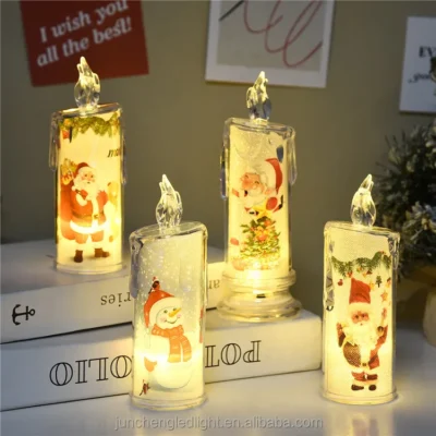 Wholesale Price Simulation Christmas Snowman Design Mini Candle Table Lamp Girls Bedroom Display Modeling Lamp
