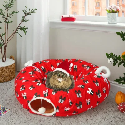 2025 Fine Era Wholesale Indoor Pet Beds Large Breathable Peekaboo Felt Cat Cave with Solid Pattern Customizable Cats Dogs Sleep
