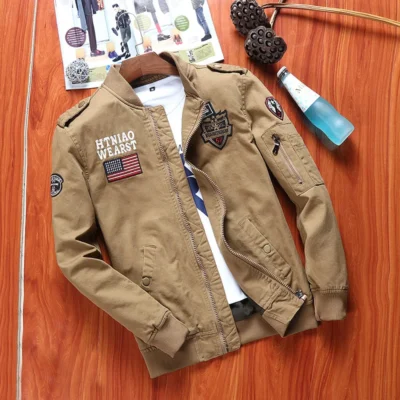 ANSZKTN Men Spring Fall Plus Large Size  Men's Embroidery Washed Cotton Jackets Casual Jacket Wholesale Pure Cotton Jacket