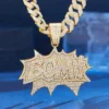Wholesale Hip Hop Iced Out BOM Letter Pendant with Cuban Link Chain for Men Women Cool Street Accessory - Image 3