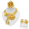 Zhuerrui Flower Choker Jewelry Sets Brass Italian Brand Gold Plated Fashion Jewelry Set Date Party Favors Jewellery Sets NH00047 - Image 4