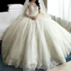 Hot Sale Dubai Crystal Flowers Ball Gown Wedding Dresses 2021 New Long Sleeve Muslim Lace Appliques Wedding Gowns Bridal Dress - Image 8