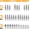 46-Pieces 1/4 Inch Drive Socket Ratchet Wrench Set Metric Bit Socket Extension Bar Hand Tools Case Pack Auto Repair Garden Use - Image 2