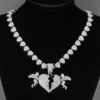 Wholesale Hip Hop Iced Out Angel Heart Pendant Heart Link Chain for Men Women Charm Fashion Jewelry - Image 4