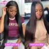13x6 Straight Lace Front Wig Brazilian Straight Human Hair Wigs 4x4 Transparent Lace Closure Frontal Wigs For Women 180% Demsity - Image 5