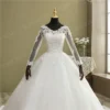 Customized Fashion Elegant Lace Long Sleeve Wedding Dress Floor or Train Real Gown V Neck Beautiful Plus Size Vestido De Noiva - Image 3
