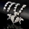 Wholesale Hip Hop Iced Out Angel Heart Pendant Heart Link Chain for Men Women Charm Fashion Jewelry - Image 7