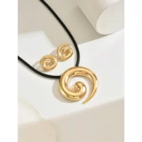 "Spiral Swirl Pendant  Necklace and Earrings Set"