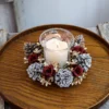 Christmas Candlestick Wreath Artificial Flowers Candle Ring Xmas New Year Table Decoration Candle Holder Garland - Image 7