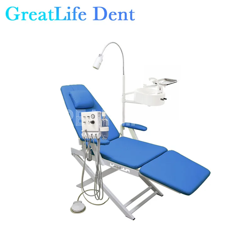 New Original Dental Folding Chair with Led Lamp and Portable Air Turbine Unit and Water Flushing Dental Portable Chair Set - Image 6