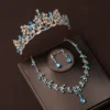 Luxury Silver Color Crystal Water Drop Bridal Jewelry Sets Rhinestone Tiaras Crown Necklace Earrings Wedding Dubai Jewelry Set - Image 13