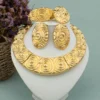 Dubai Big Jewelry Set Design for Women Wedding Bride Necklace Brazili Gold Plated Collor Earrings Bracelet Ring for Party Gift - Image 7