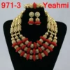 Amazing african beads jewelry set chain women Nigerian wedding crystal multi layer necklace/ earring Indian jewelry sets - Image 16