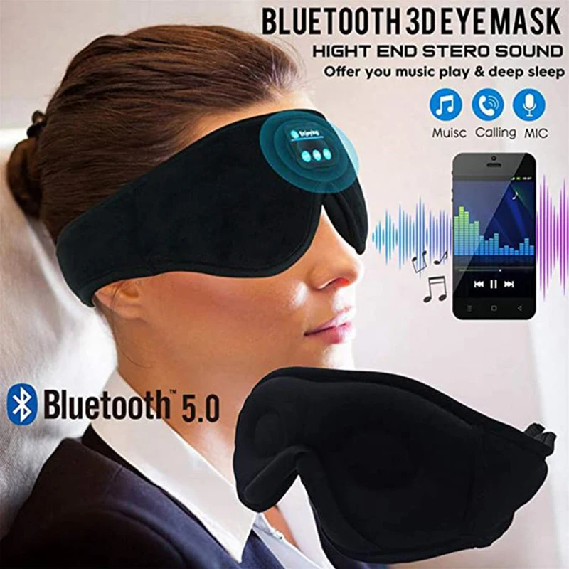 Bluetooth Sleeping Headphones 3D Eye Mask Wireless Air Travel 5.0 Headband Soft Elastic Comfortable Music Earphones - Image 3
