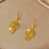 Luxury 9999 24k Real Gold Versatile Luxury Hollow Maple Leaf Necklace Earrings Wedding Bride - Image 4