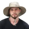 [:en]Summer Men Bucket Hat Outdoor UV Protection Wide Brim Panama Safari Hunting Hiking Hat Mesh Fisherman Hat Beach Sunscreen Cap[:ar]Summer Men Bucket Hat Outdoor UV Protection Wide Brim Panama Safari Hunting Hiking Hat Mesh Fisherman Hat Beach Sunscreen Cap[:] - Image 2