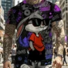 Men's 3D Rabbit Print T-Shirt | Soft Stretch Polyester Fabric | Casual Summer Knit Top with Bold - Image 2