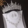 Luxury Silver Color Crystal Water Drop Bridal Jewelry Sets Rhinestone Tiaras Crown Necklace Earrings Wedding Dubai Jewelry Set - Image 20