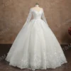 Real video Ball Gown Off Shoulder Wedding Dresses Full Sleeve Sweetheart Lace Appliqus Bead Wedding Dresses For Women 2024 New - Image 3