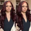 99J Burgundy Colored 13X4 Hd Lace Frontal Wig Body Wave Curly Human Hair Wig Brazilian Hot CherryRed Lace Front Wigs Pre Plucked - Image 3