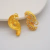 AU999 24K Gold Rhinestone Inset Set for Women - Necklace Bracelet Earrings Ring, Luxury Sparkle Design, Dinner Party Focus - Image 6
