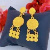 Bridal Indian Necklace Sets 24K Gold Plated Long Pendant For Women Nigeria African Dubai Wedding Earring Jewelry Set Party Gift - Image 2
