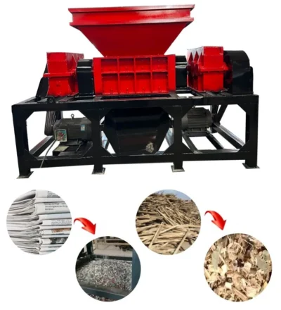 Industrial Double Shaft Shredder Waste Plastic Rubber Metal Crusher Recycling Shredder Machine For Municipal Sorting Center Use