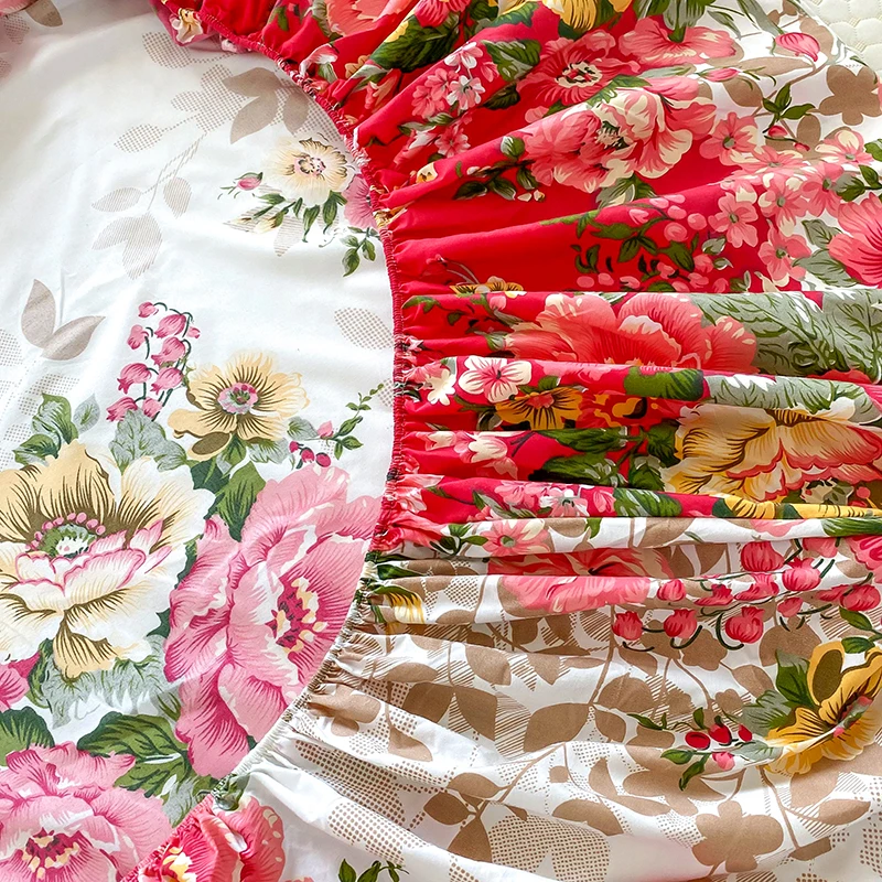 Flower Printed Fitted Bed Sheets Reactive Printed sabanas cama matrimonial Single/Queen/King Mattress Cover Double Bedsheets - Image 4
