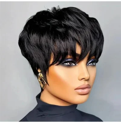 Short Wig For Women Human Hair Wigs Pixie Cut Wig Real Human Hair Machine Made Pixie Wigs Short Layered Haircut Straight Wigs
