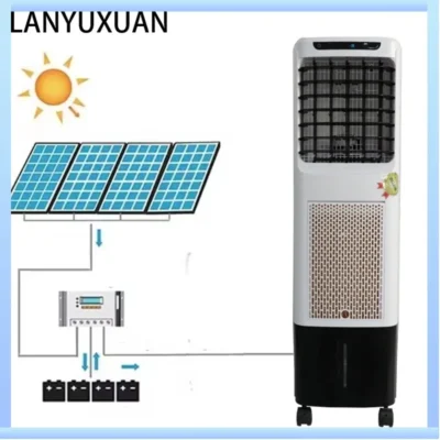 Solar Portable Air Conditioner 2500 M3/h Solar Evaporative Rechargeable Air Cooler Fan  12V 220V