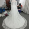 Customized White Lace Boat Neck A-line Wedding Dress With Button ILLUSION Full Sleeves Sweep Train Floor Length Bride Gown - Image 6
