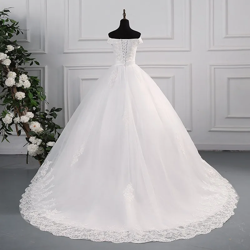Ashley Gloria 2024 New Wedding Dresses Elegant Boat Neck Classic Lace Bridal Dress With Court Train Vestido De Noiva - Image 5