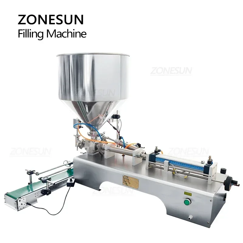 ZONESUN ZS-DTGT1P Automatic Honey Cream Filling Machine Pneumatic Viscous Liquid Chili Sauce Gel Peanut Butter with Conveyor - Image 6