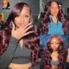 13x6 Burgundy Body Wave Lace Front Human Hair Wigs for Black Women 99J Red Lace Frontal Wigs 13x4 Transparent Lace Front Wig - Image 5
