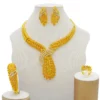 Women's 24K Gold 4-Piece Set with Diamond-Zircon, AU999 | Chiseled lotus with starlight inlay. - Image 2