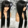 30 Inch Bone Straight Human Hair Wigs With Bangs 3x1 Middle Part Brazilian Cheap Full Machine Made Fringe Wig For Black Women - Image 2