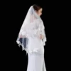 Wholesale White Ivory Short Wedding veils Lace Appliques Two Layers Bride Bridal veil 2025 - Image 6